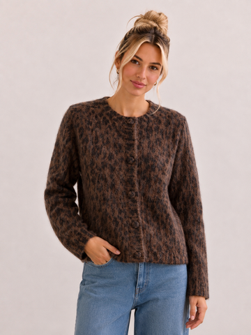 FLAUSCHCARDIGAN LEO - COFFEE