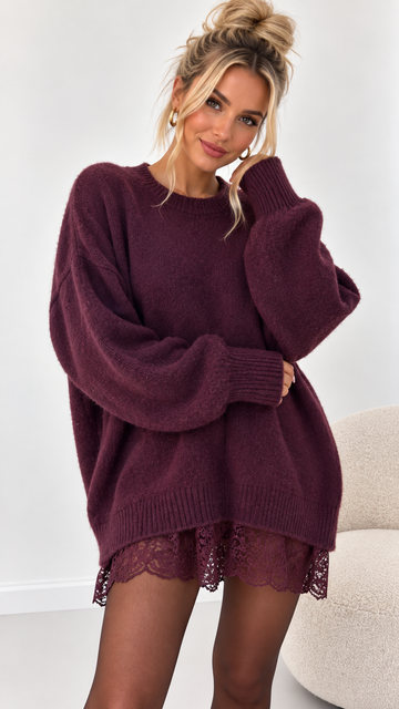 STRICKPULLIKLEID LACE - PLUM