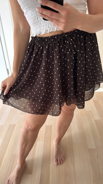 EINZELTEIL CHIFFONSKORT DOTS - COFFEE