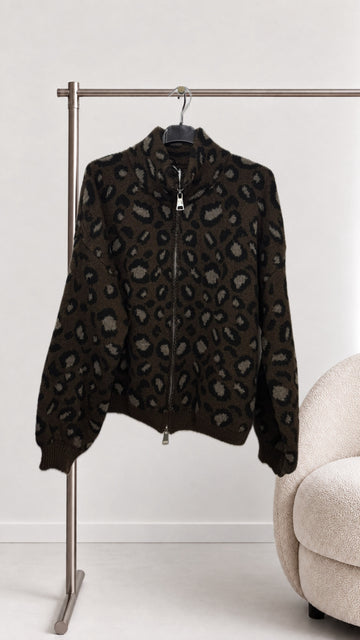 ZIPPERCARDIGAN VILU - COFFEE