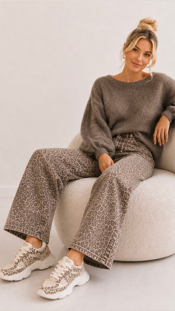 WIDE LEG LEOJEANS ELI - TAUPECREME