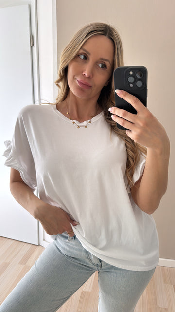 VOLANTBAUMWOLLSHIRT DUNA - WEISS