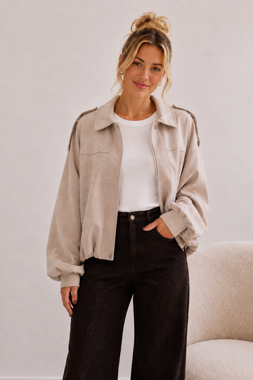 WILDLEDERJACKE ZARI - CREME