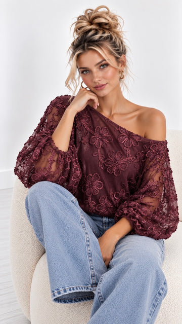 SPITZENBLUSE JULIA - PLUM