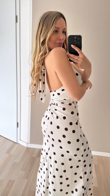 EINZELTEIL LONGKLEID - WEISS/COFFEE