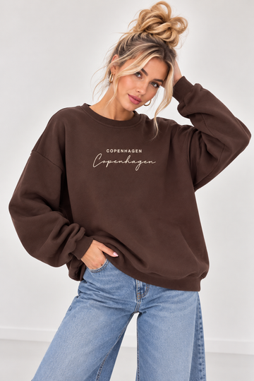BAUMWOLLSWEATER COPENHAGEN - COFFEE/CREME