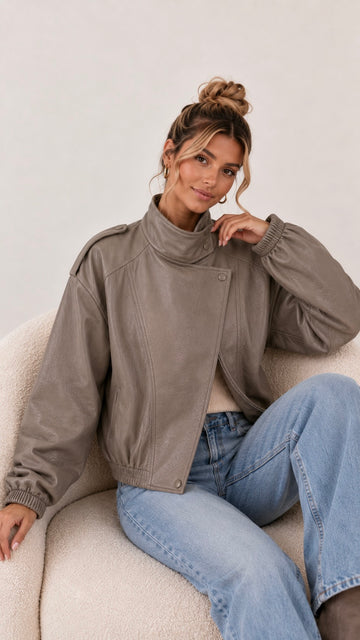 LEDERJACKE FARINA - TAUPE