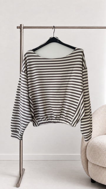 ONESHOULDER SWEATSHIRT EMI - CREME/TAUPEGRAU