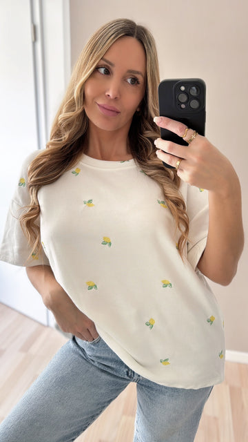 EINZELTEIL SWEATSHIRT CITRON - WEISS