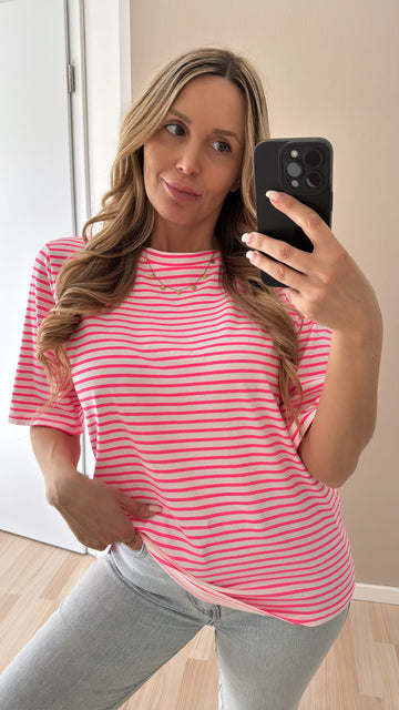 EINZELTEIL BAUMWOLLSHIRT LILLI - WEISS/PINK