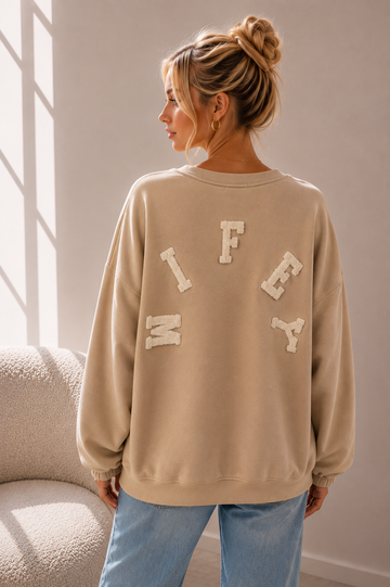 EINZELTEIL BAUMWOLLSWEATER - BEIGE