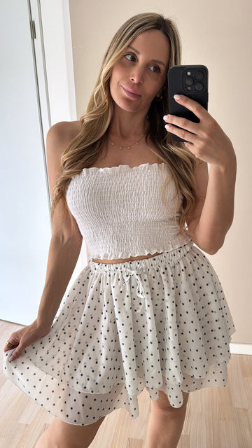 EINZELTEIL CHIFFONSKORT DOTS - WEISS