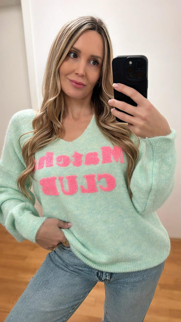 EINZELTEIL STRICKPULLI MATCHA - MINT/PINK