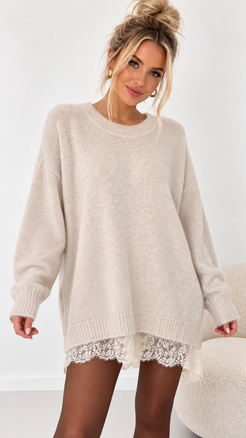 STRICKPULLIKLEID LACE - CREME