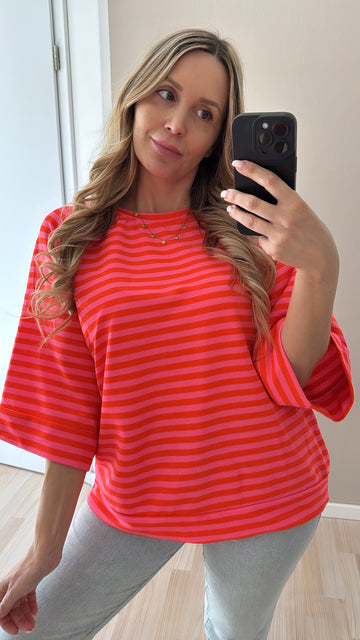 EINZELTEIL BAUMWOLLSHIRT TINA - ROSA/NEON