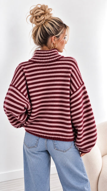 ZIPPERCARDIGAN DUA - ROSA/WINE