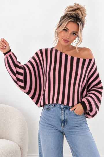 OVERSIZEPULLOVER BETTI - ROSA/COFFEE