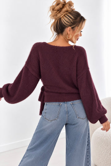 WICKELCARDIGAN LINI - PLUM