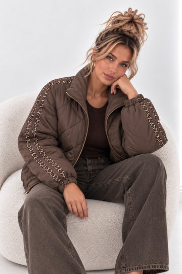 STEPPBOMBERJACKE LEO NIA - COFFEE