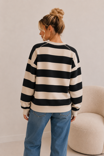 BUTTERSTOFFSWEATER STRIPES - CREME/SCHWARZ
