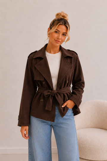 WILDLEDERJACKE CELI - COFFEE