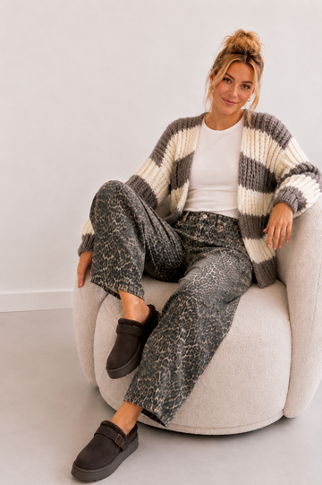 GROBSTRICKCARDIGAN LIMA - CREME/TAUPE