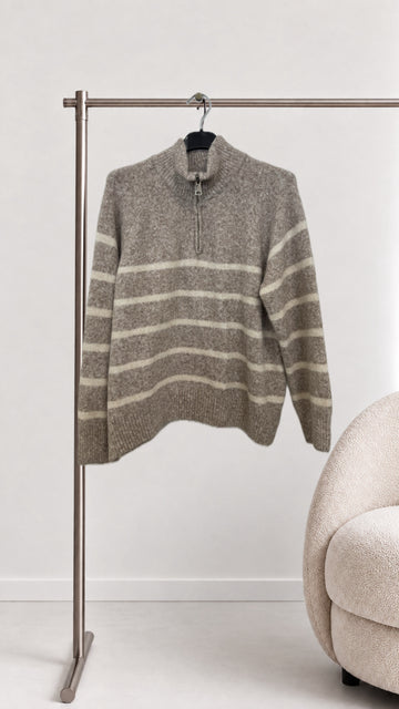ZIPPERPULLOVER SHE - BEIGE/CREME