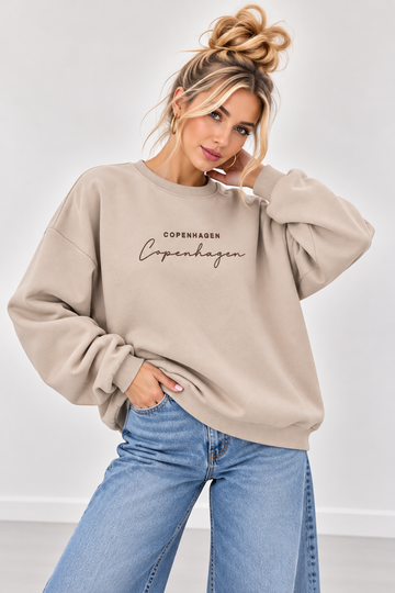 BAUMWOLLSWEATER COPENHAGEN - CREME/COFFEE