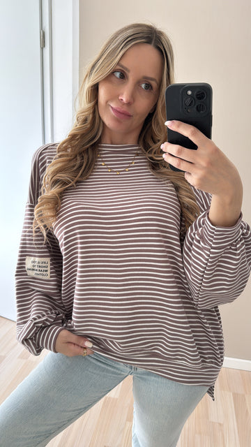 EINZELTEIL SWEATER PERFECT - TAUPE/WEISS