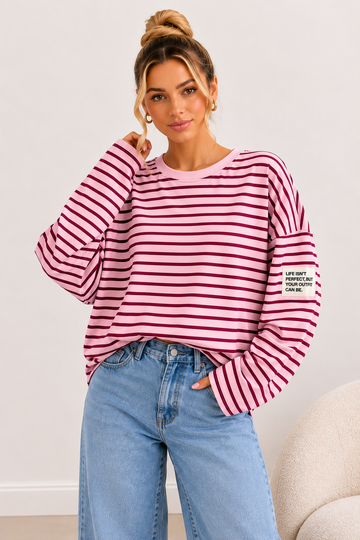 BAUMWOLLSWEATER NURIA - ROSA/WINE