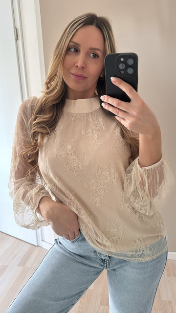 EINZELTEIL SPITZENBLUSE - CREME