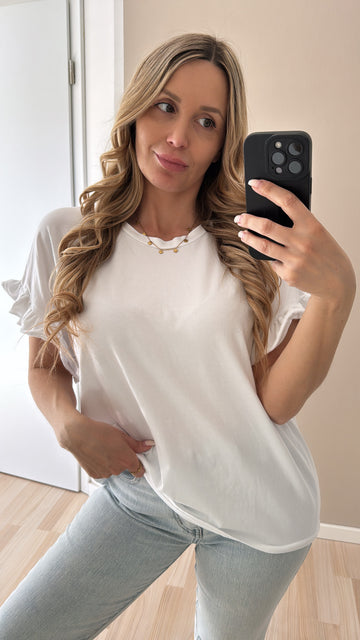 VOLANTBAUMWOLLSHIRT DUNA - WEISS