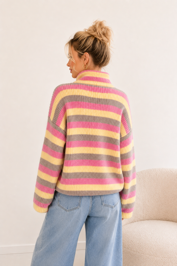 ZIPPERCARDIGAN LIONA - BEIGE/PINK/GELB
