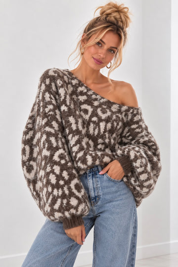 OVERSIZEPULLOVER LEO BETTI - TAUPE/CREME