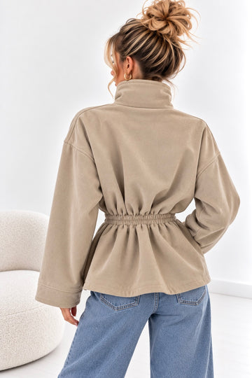 WILDLEDERJACKE JUNA - BEIGETAUPE