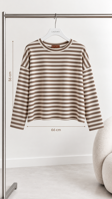 LANGARMSWEATSHIRT HELA - CREME/TAUPE