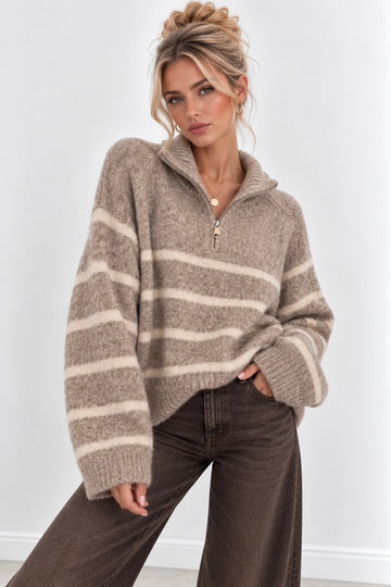 ZIPPERPULLOVER SHE - BEIGE/CREME