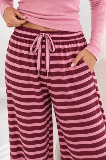 VISKOSESTOFFHOSE CHILA - WINE/ROSA