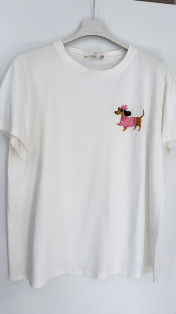 EINZELTEIL BAUMWOLLSHIRT GIRLDOG - WEISS