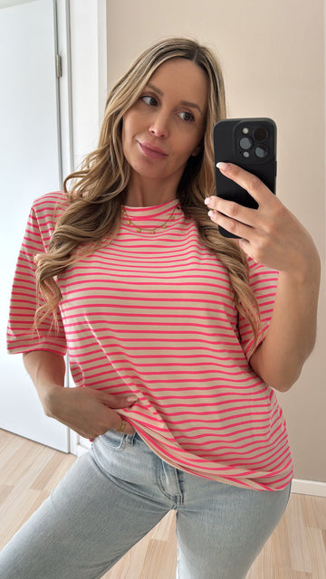 EINZELTEIL BAUMWOLLSHIRT LILLI - HELLGELB/PINK