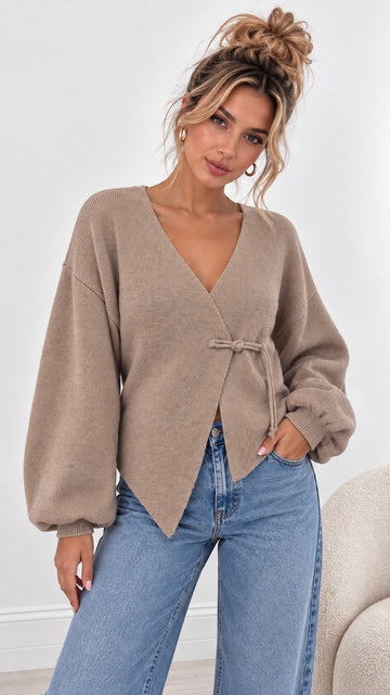 FEINSTRICKPULLOVER CULA - TAUPE