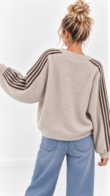 STRICKPULLOVER SINLA - CREME/COFFEE