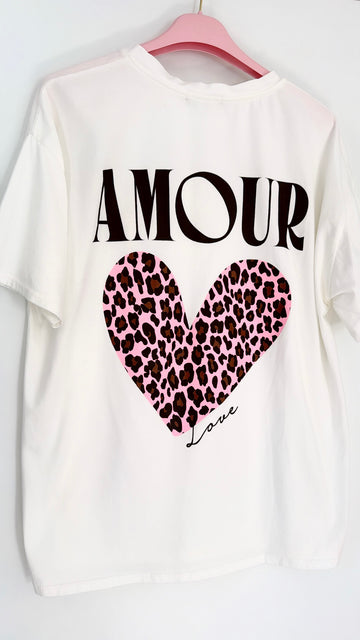 EINZELTEIL BAUMWOLLSHIRT LEOHERZI  - WEISS/PINK