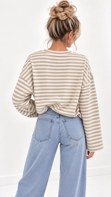 CROPPED SWEATSHIRT SONI - CREME/BEIGE