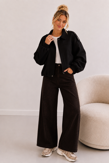 WILDLEDERJACKE ZARI - SCHWARZ