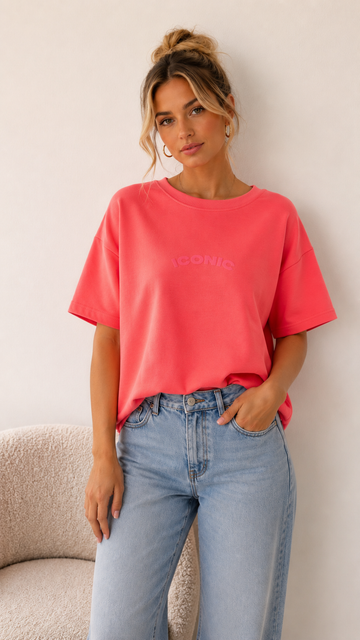 EINZELTEIL BUTTERSTOFFSHIRT ICONIC - PINKORANGE