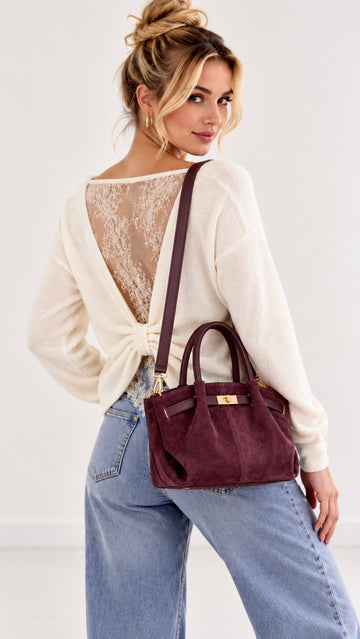 WILDLEDERTASCHE BARA - PLUM