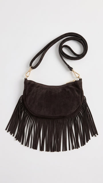 ECHTWILDLEDERTASCHE FRINGE - COFFEE