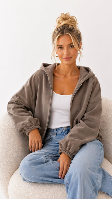 WILDLEDERKAPUZENJACKE CLIA - TAUPE