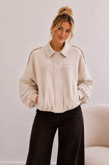 WILDLEDERJACKE ZARI - CREME